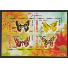 MARIPOSAS FLORES TCHAD HOJA BLOQUE ESPECIAL DE ESTAMPILLAS NUEVAS MINT